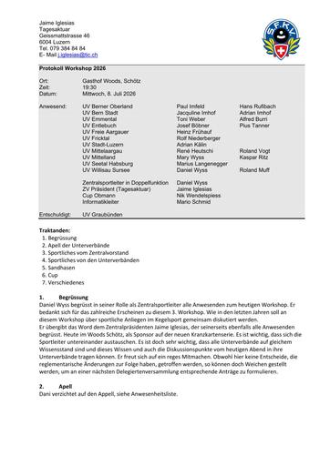 Sportleiter-Workshop 2026 (Protokoll)