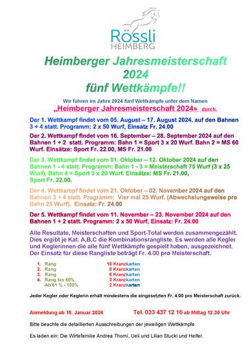 Heimberger Jahresmeisterschaft 2024 (05.08. - 23.11.2024)