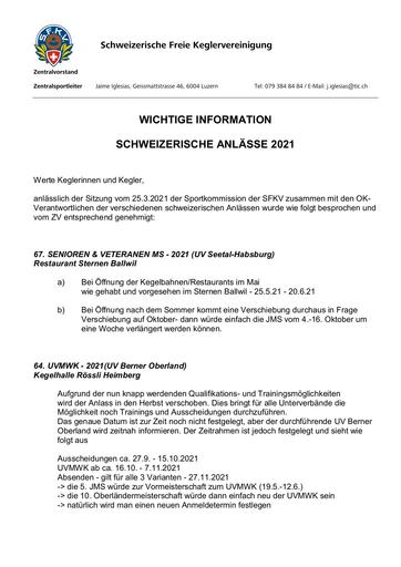 Schweizerische Anlässe 2021 (30.03.2021)